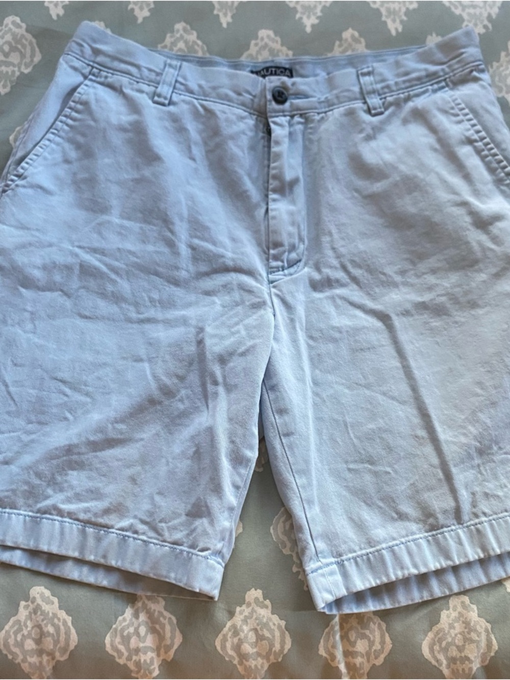 Nautica Light Blue Cotton Flat Front Shorts